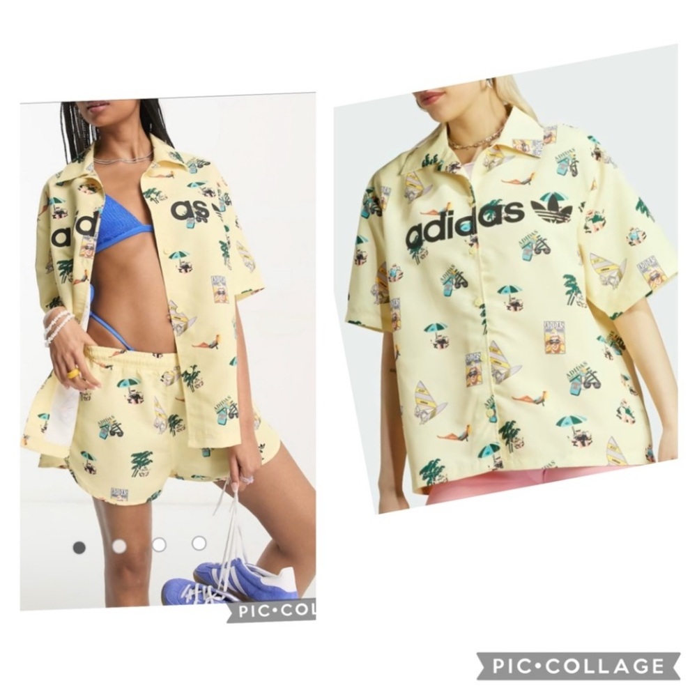 ADIDAS ORIGINALS ISLAND CLUB GRAPHIC BUTTON DOWN SHIRT